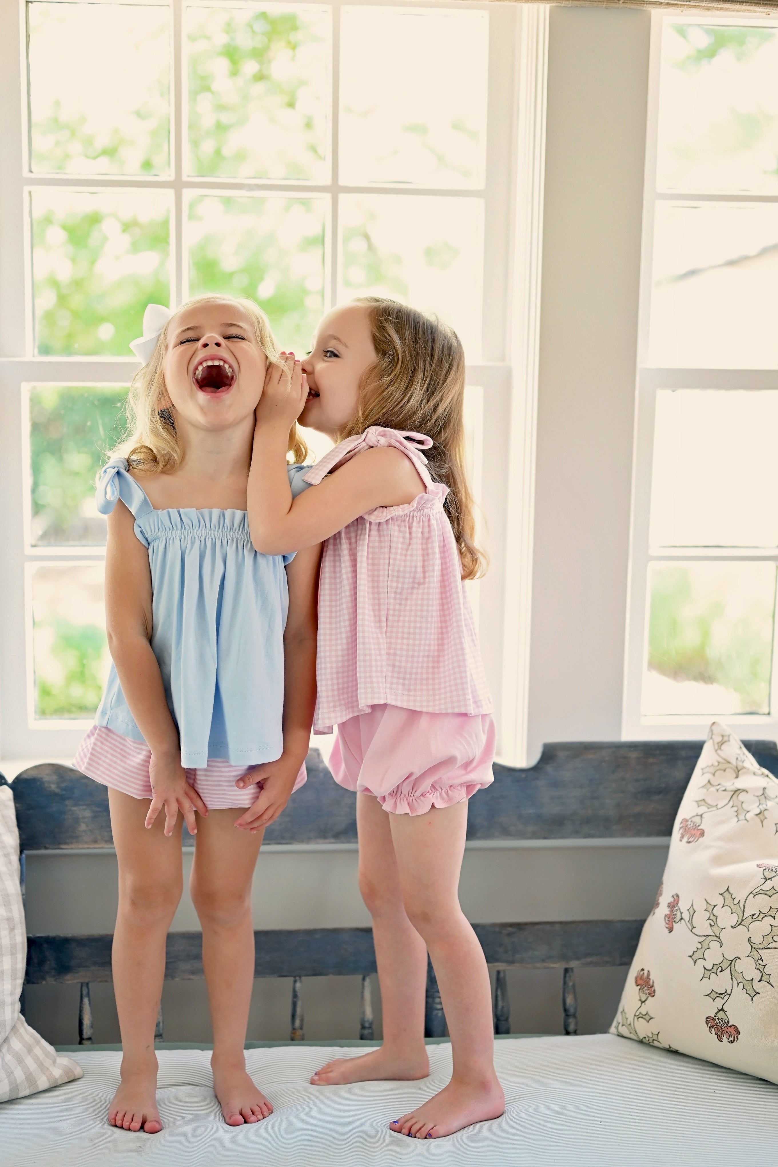 James & Lottie Pima Knit Tie Top, Light Blue