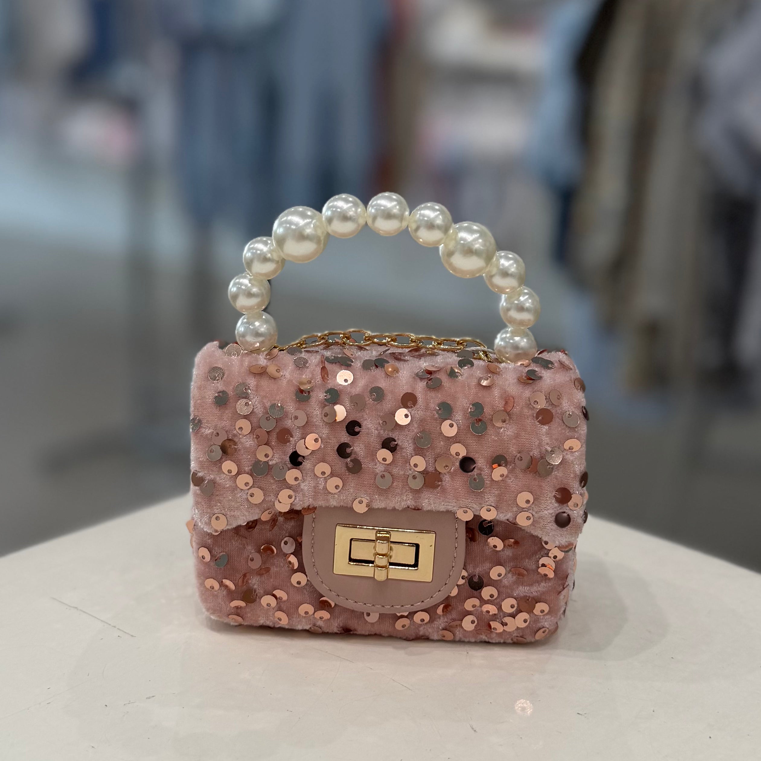 Ce Ce Co Sparkle Sequin Pearl Handle Purse