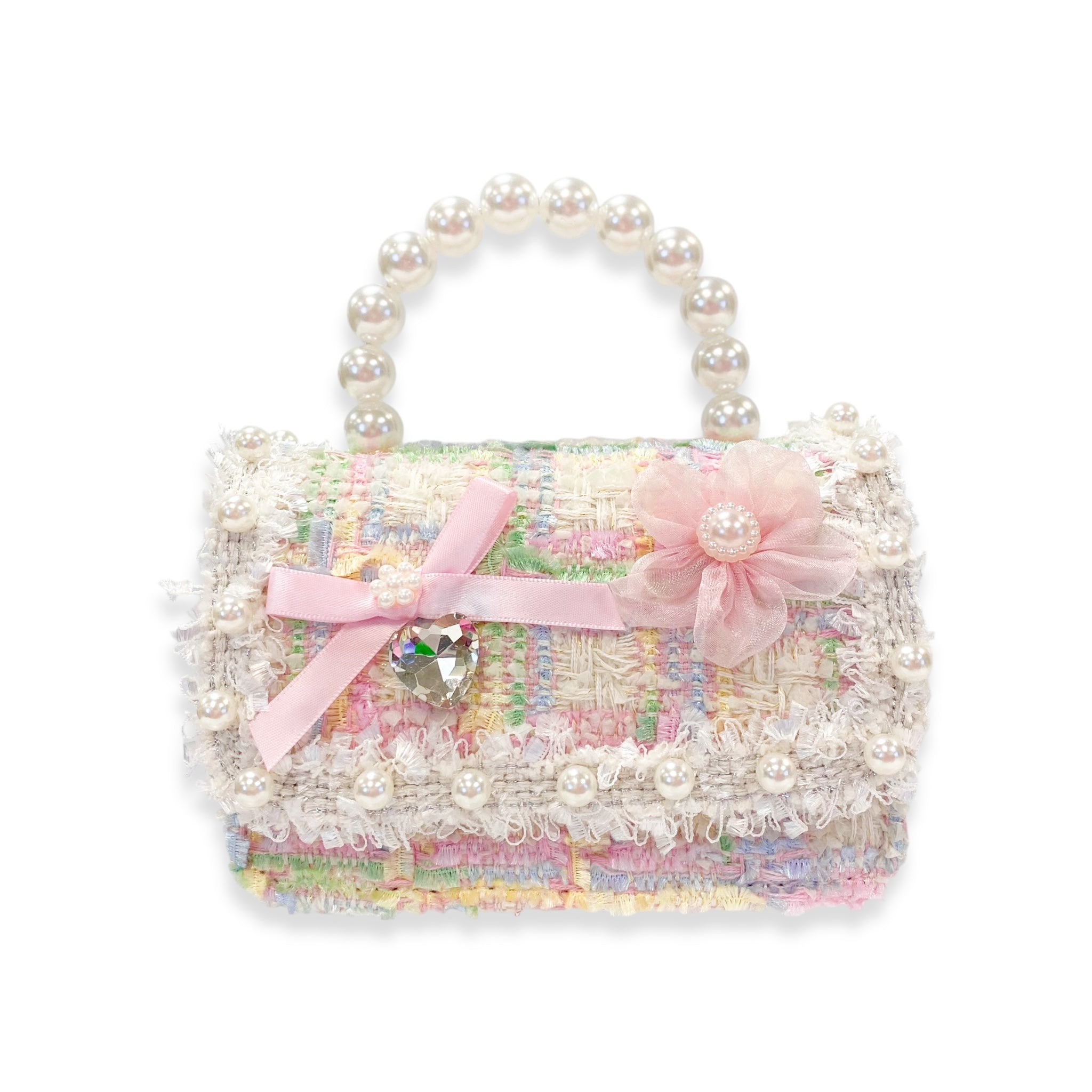 Doe A Dear Bow & Floral Decor Tweed Purse