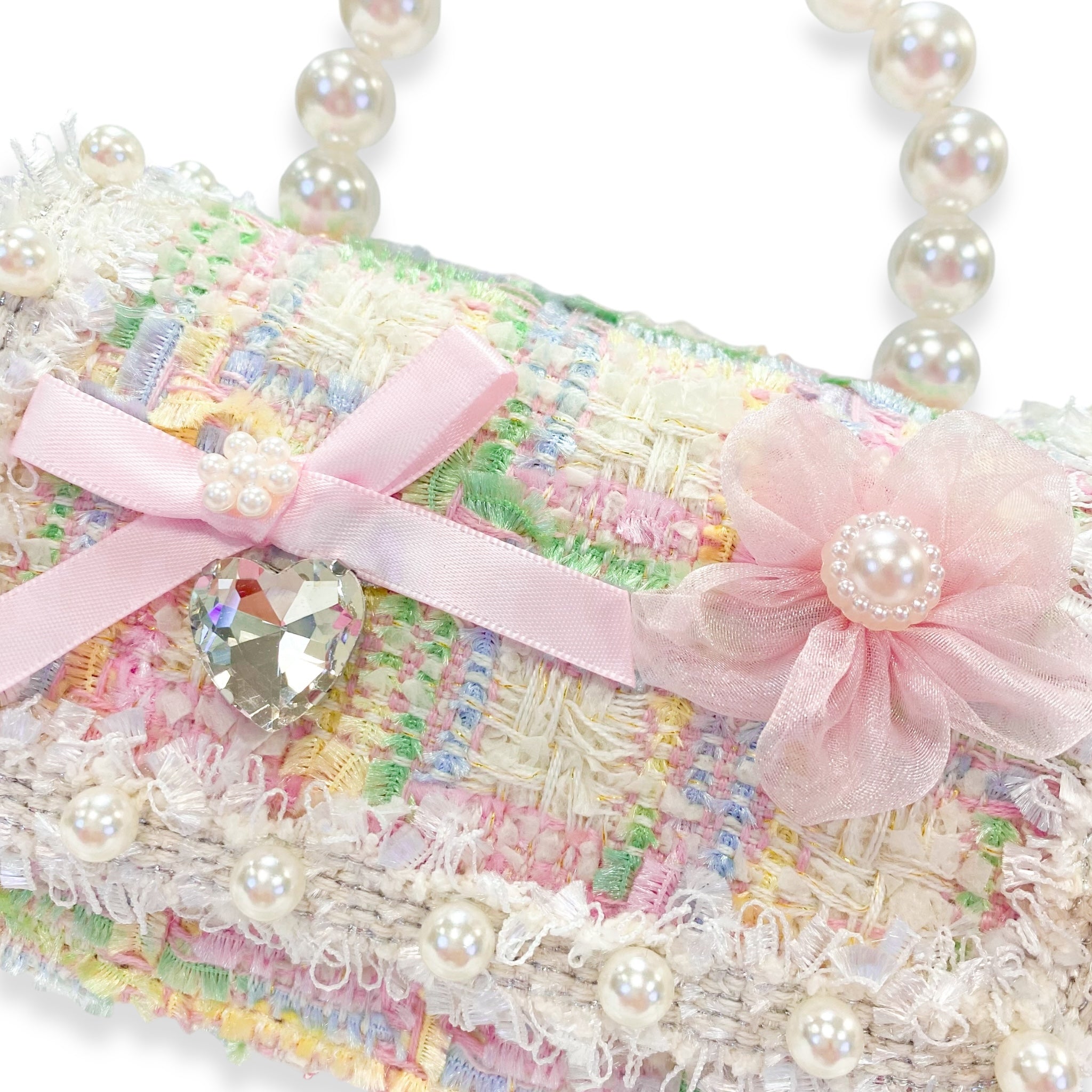 Doe A Dear Bow & Floral Decor Tweed Purse