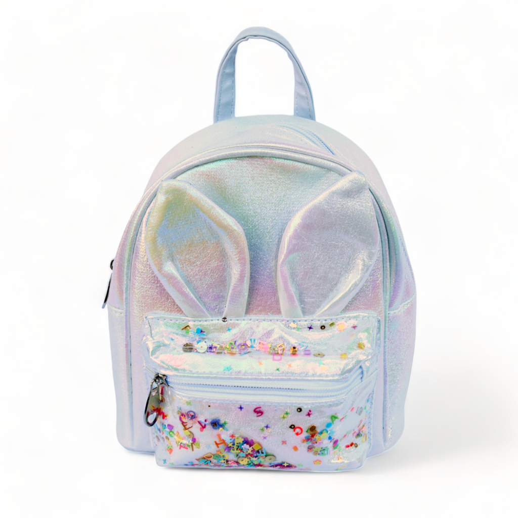 Doe A Dear Bunny Iridescent Backpack, White