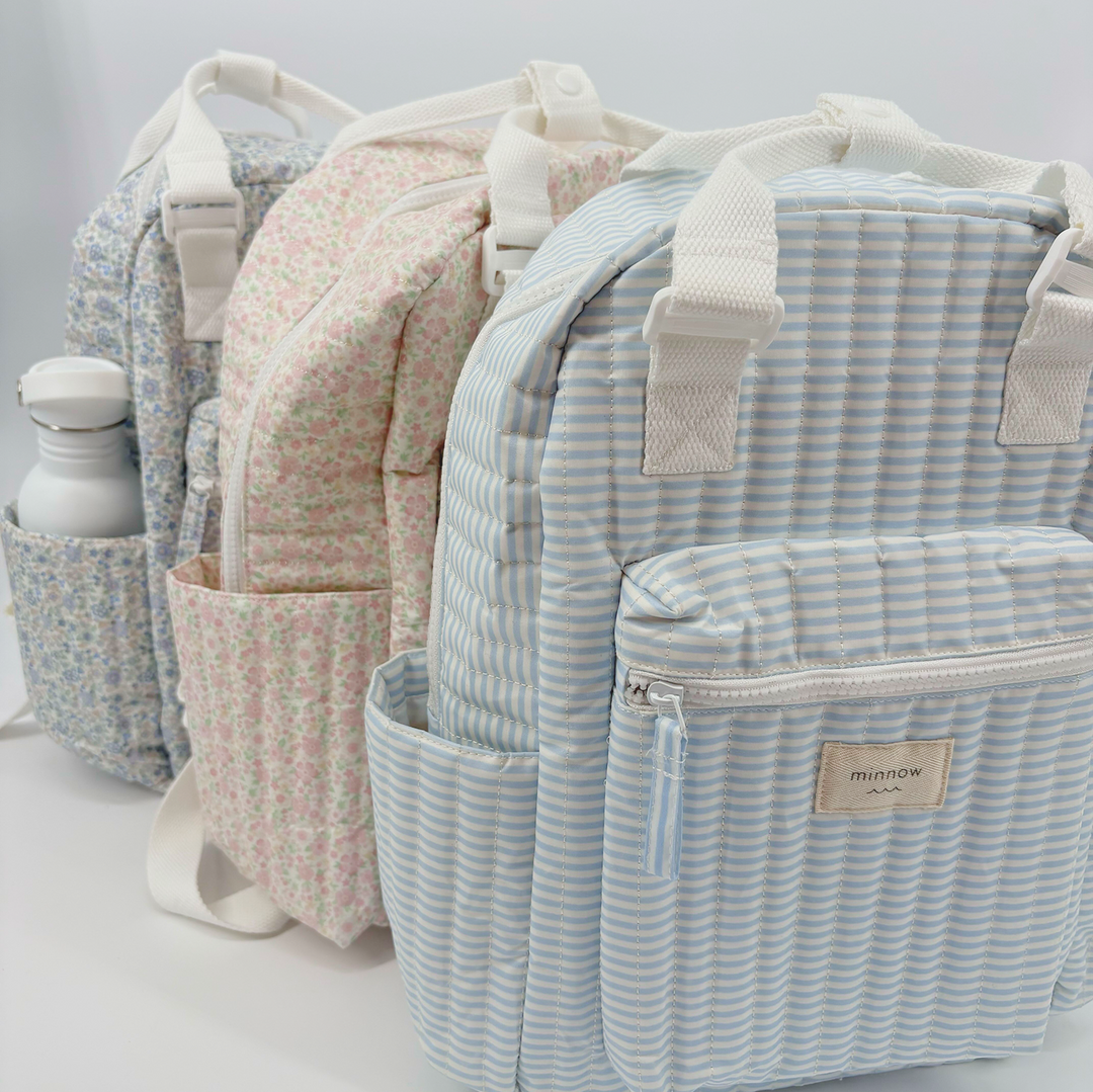 Minnow Powder Blue Stripe Everyday Coated Backpack