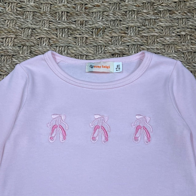 Luigi Ruffle Swing Top, Ballet Slippers on New Light Pink