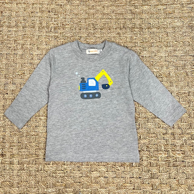 Luigi Tee, Backhoe Retro on Melange Grey