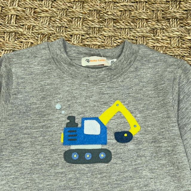 Luigi Tee, Backhoe Retro on Melange Grey