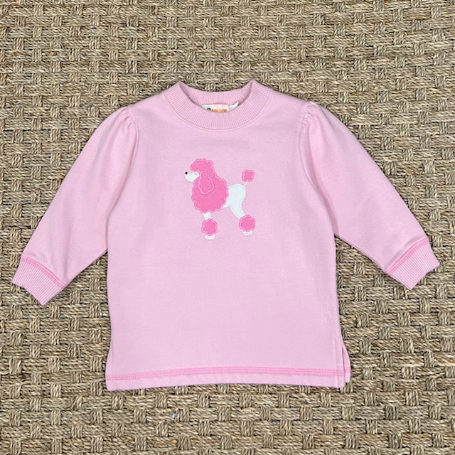 Luigi Sweatshirt, Poodle with Bow on Light Pink/Light Bubblegum