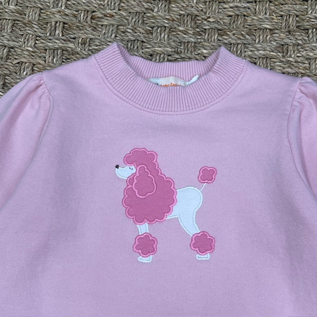 Luigi Sweatshirt, Poodle with Bow on Light Pink/Light Bubblegum