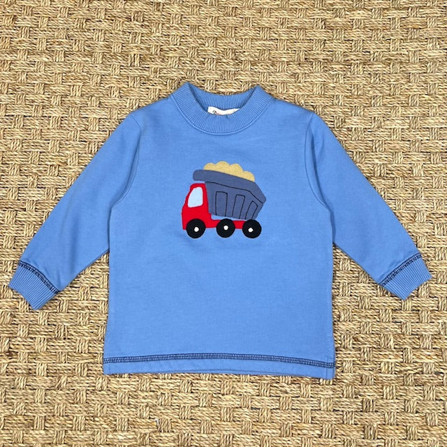 Luigi Sweatshirt, Dump Truck with Dirt on Chambray/Dark Royal