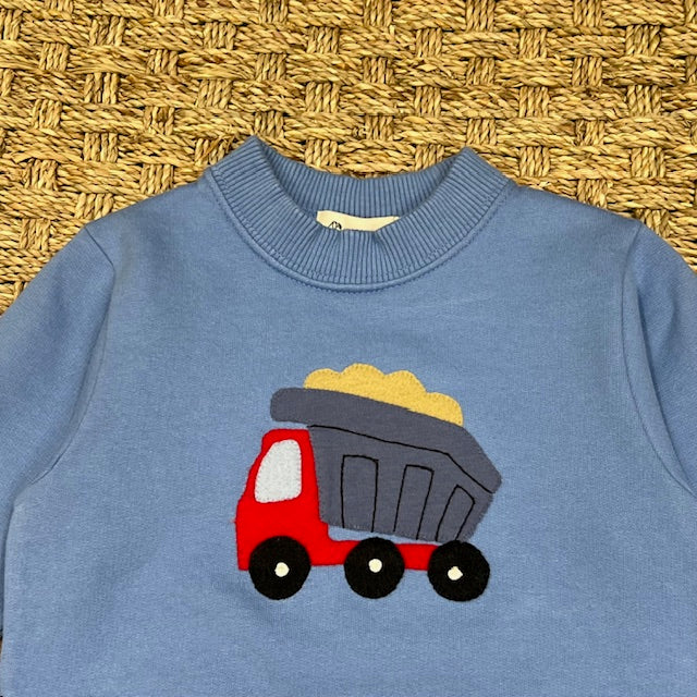 Luigi Sweatshirt, Dump Truck with Dirt on Chambray/Dark Royal
