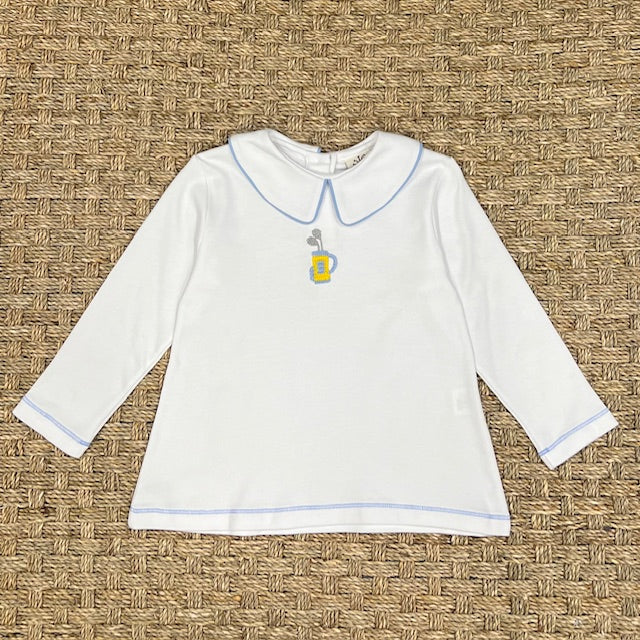 Luigi Collared Shirt, Golf Bag on White/Sky Blue