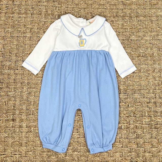 Luigi Collared Romper, Golf Bag on White/Sky Blue