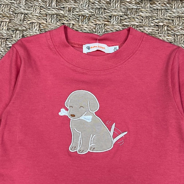 Luigi Tee, Puppy with Bone on Nantucket Red