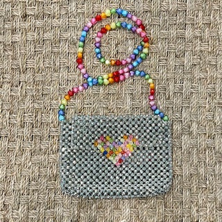 Bari Lynn Beaded Heart Bag Silver