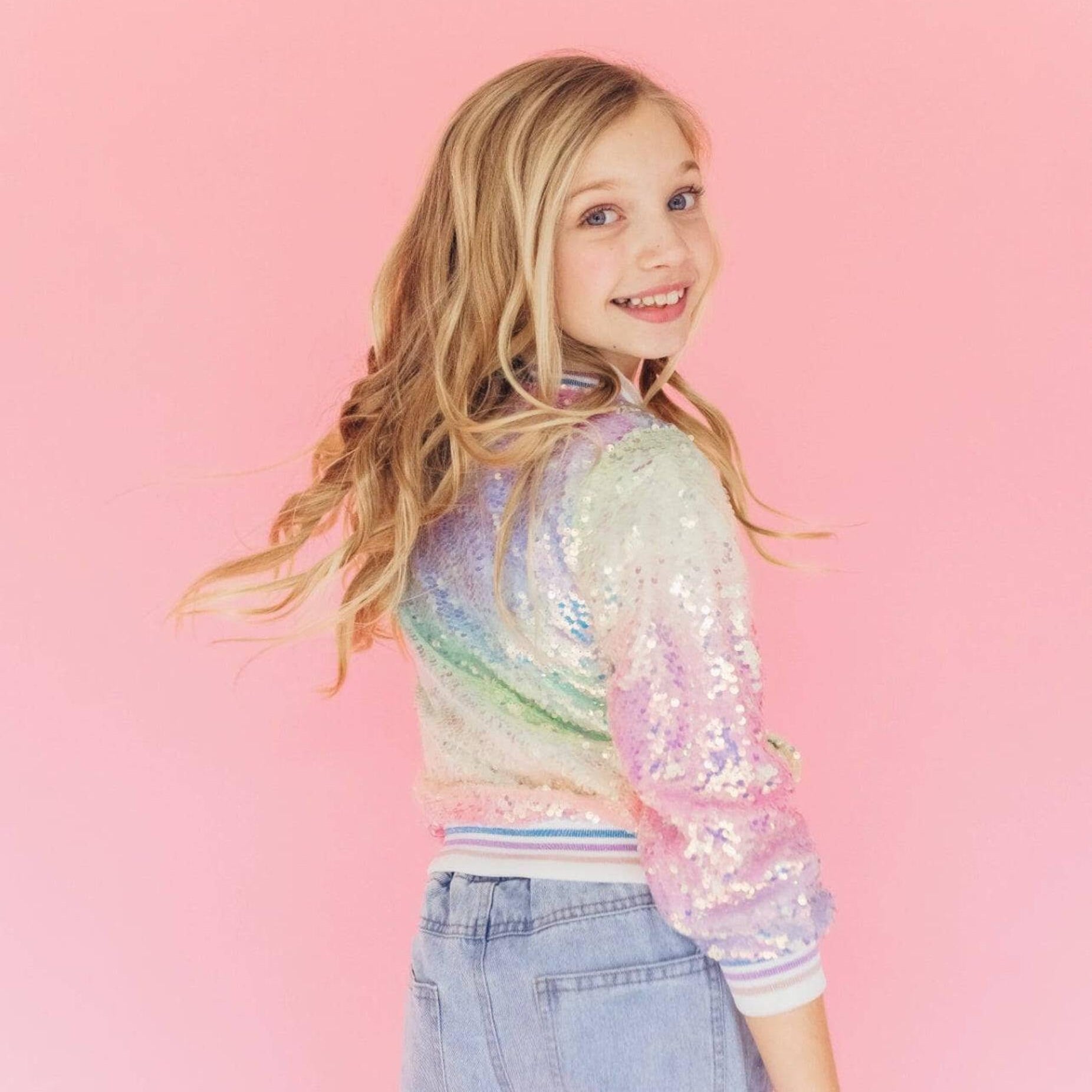 Lola & The Boys Icy Ombre Sequin Jacket