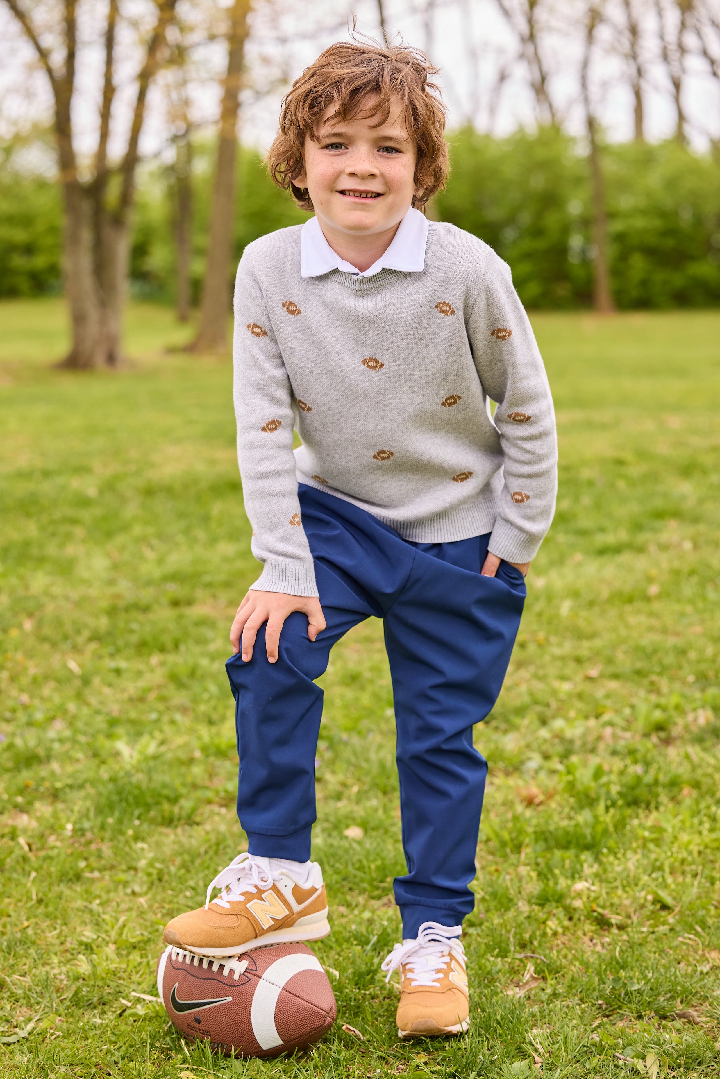 Little English Intarsia Sweater, Multi Football