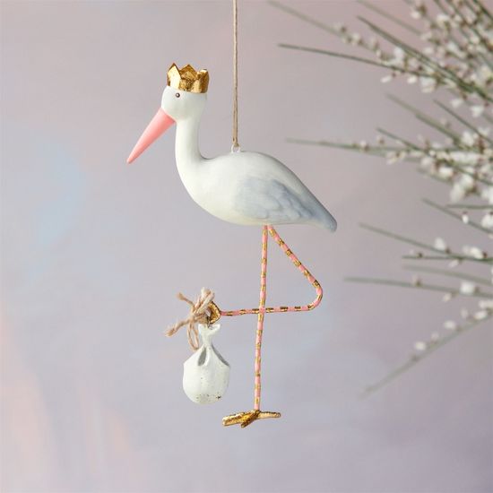 One Hundred 80 Degrees Royal Stork Ornament, Pink