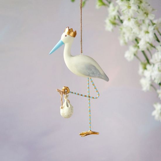 One Hundred 80 Degrees Royal Stork Ornament, Blue