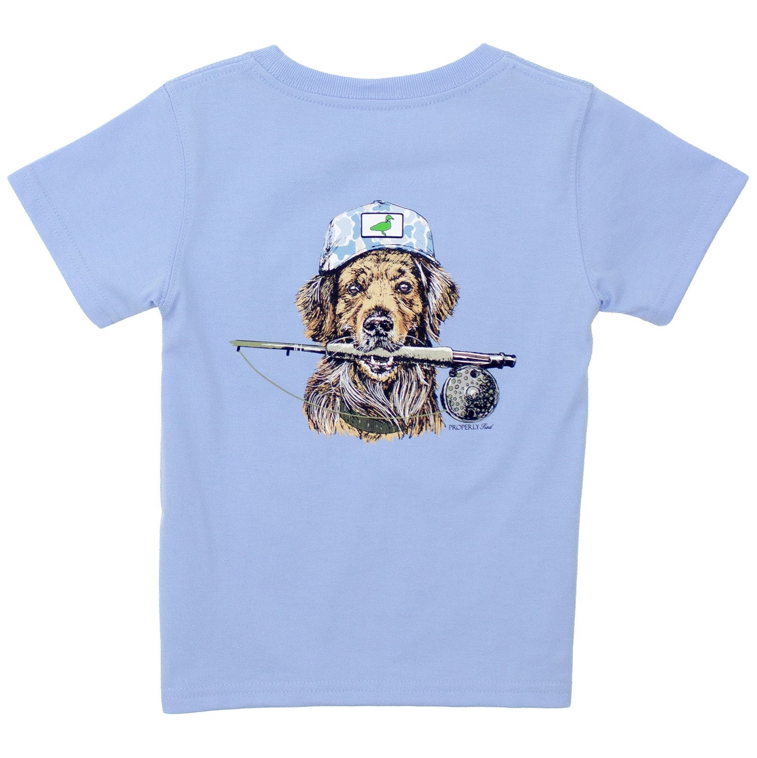 Properly Tied Tee, Fishing Buddy on Light Blue