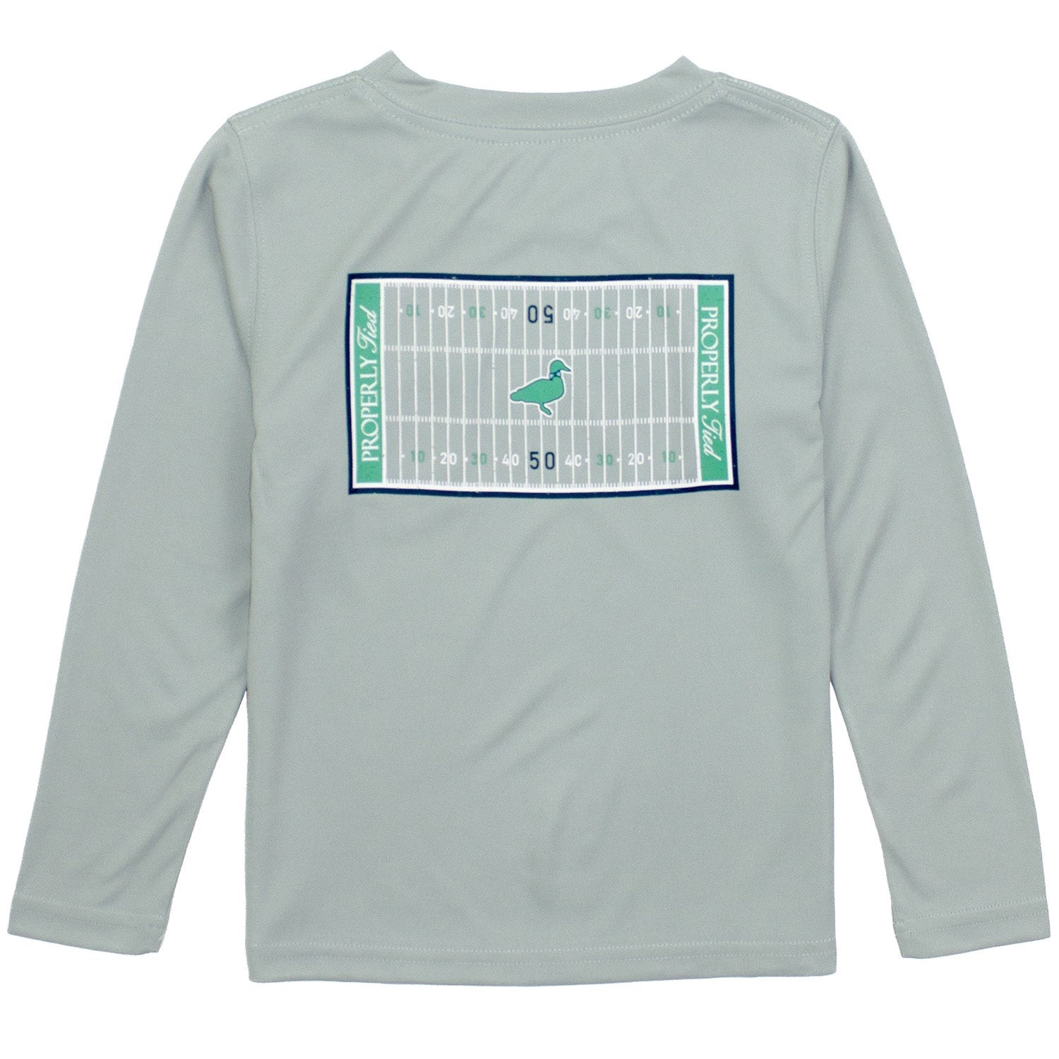 Properly Tied Performance Tee, Football Field on Chrome Grey