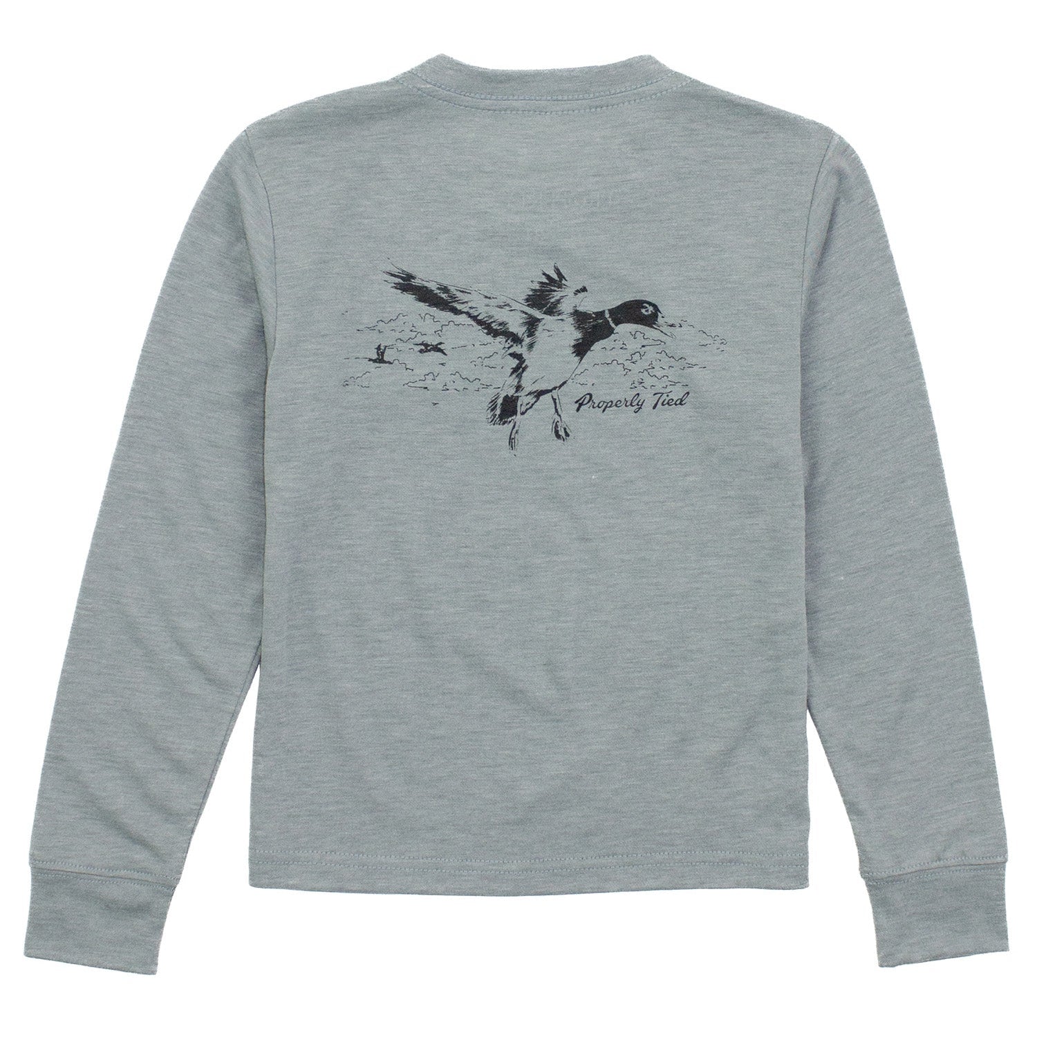 Properly Tied Portland Pocket Tee, Flying Mallard on Moss Grey