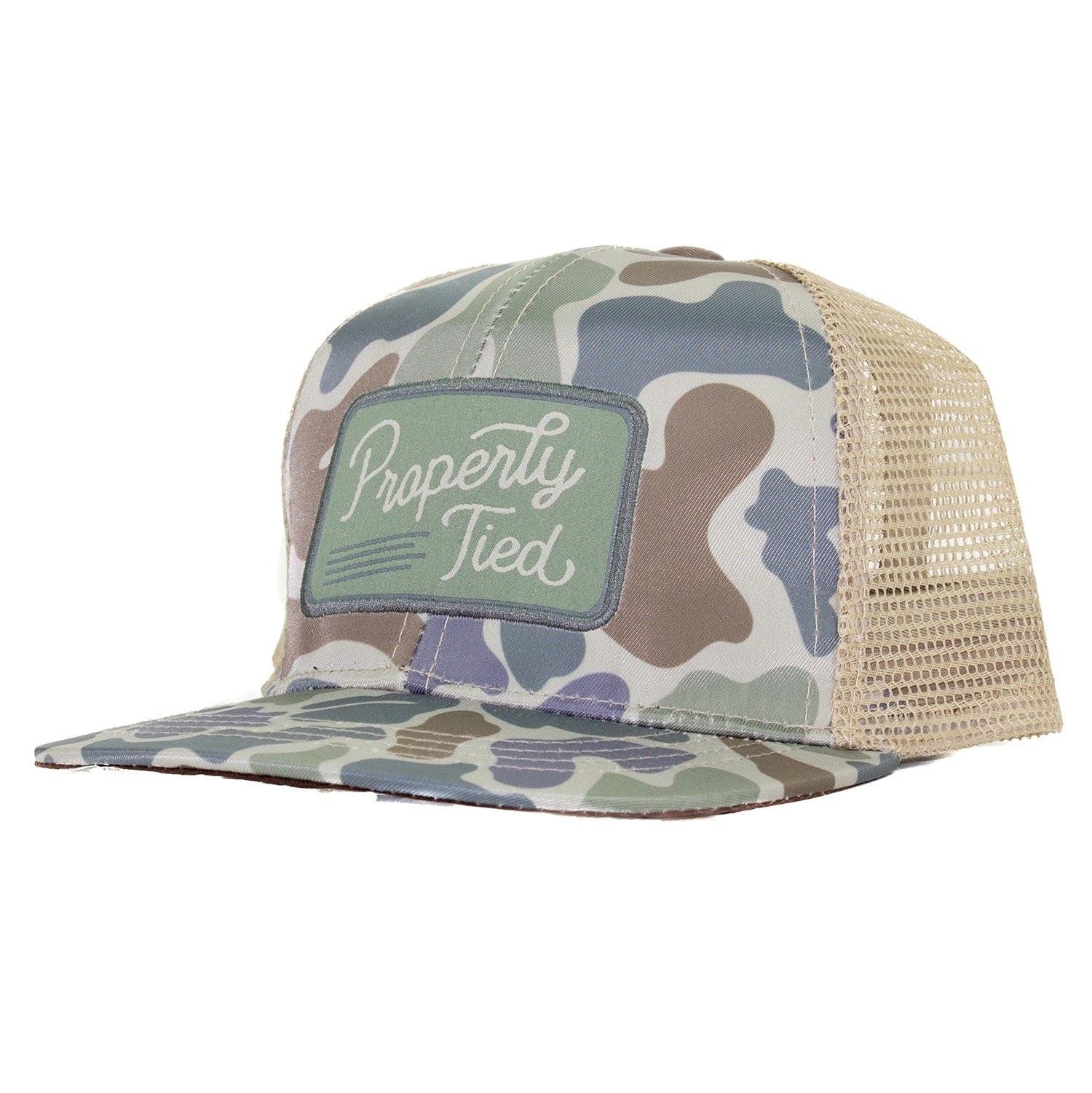 Properly Tied Trucker Hat, Vintage Camo