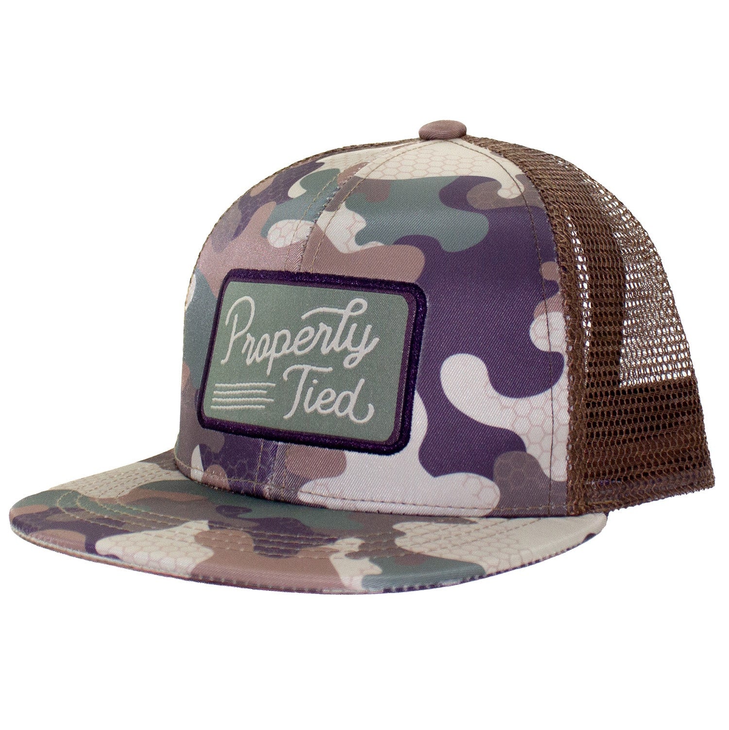 Properly Tied Trucker Hat, Delta Woodland Camo