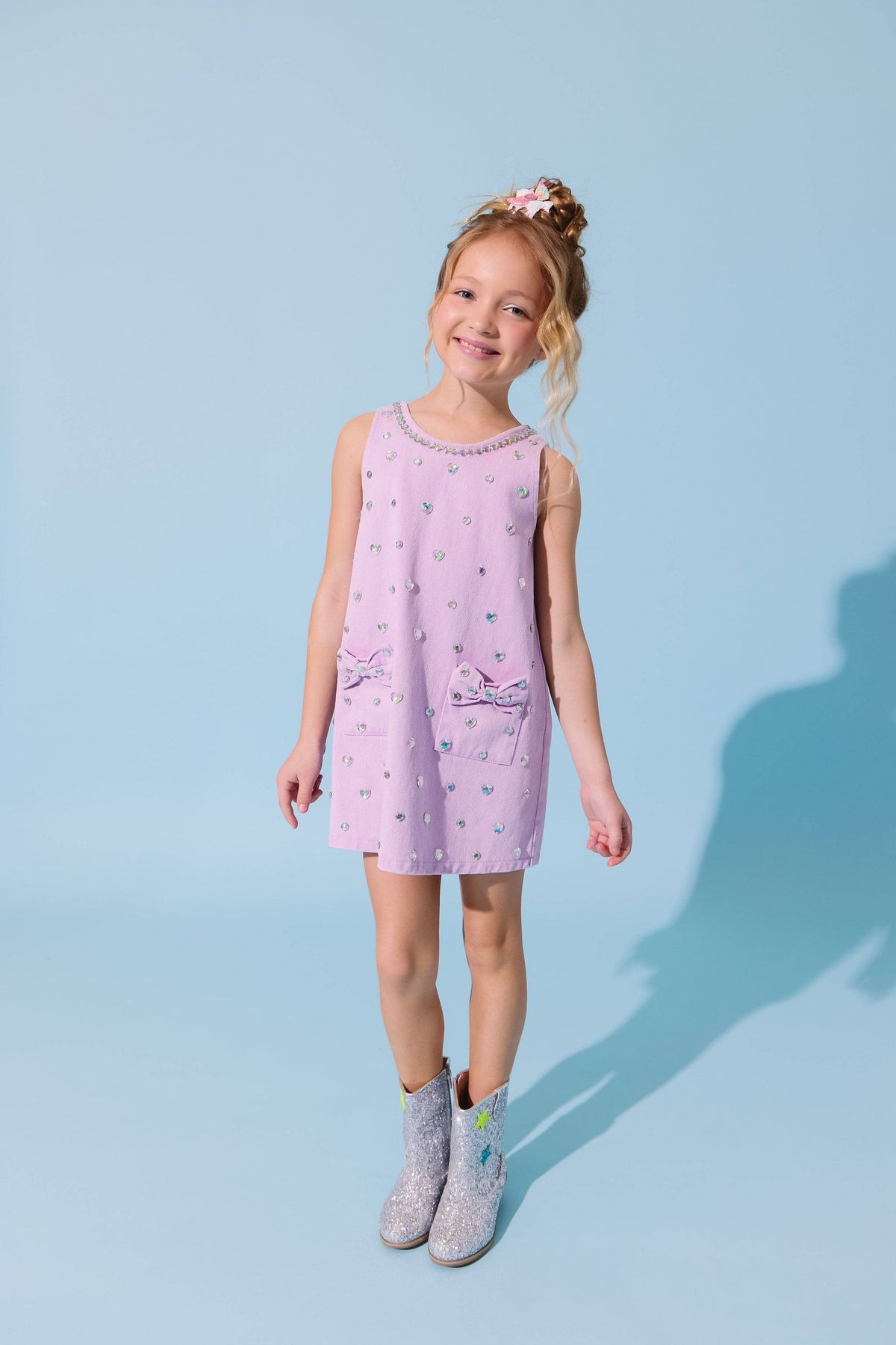 lola and the boys denim dress Lola + The Boys Crystal Heart Denim Bow Dress, 2