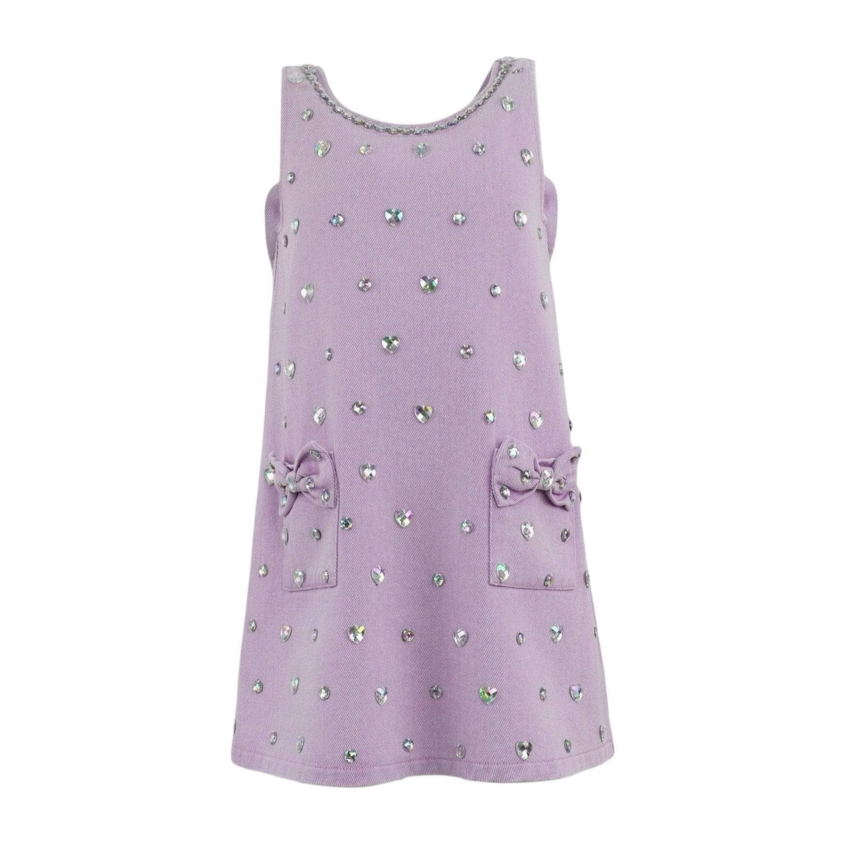 crystal heart denim bow dress Lola + The Boys Crystal Heart Denim Bow Dress, 8