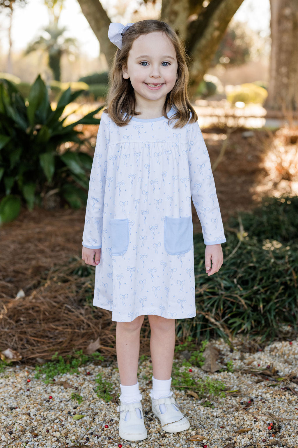 James & Lottie Lennon Dress, Blue Bows Knit 4T