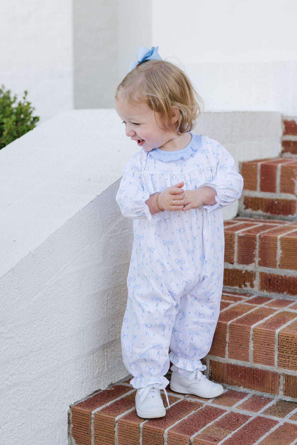 James & Lottie Lila Long Bubble, Blue Bows Knit