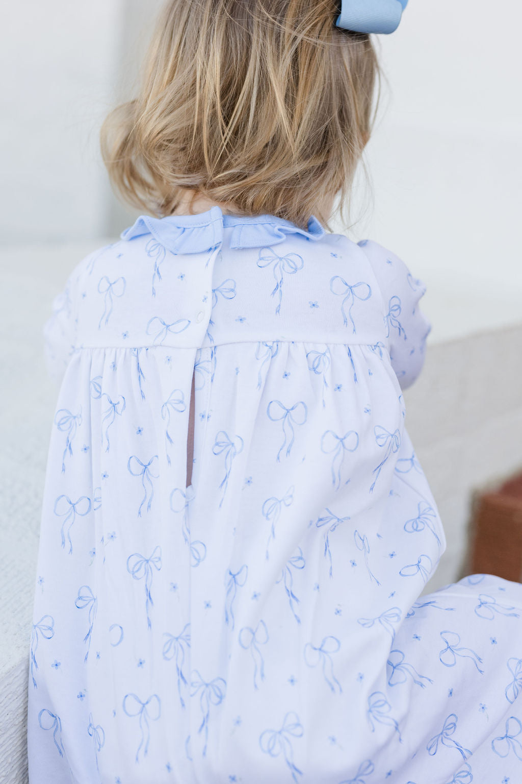 James & Lottie Lila Long Bubble, Blue Bows Knit