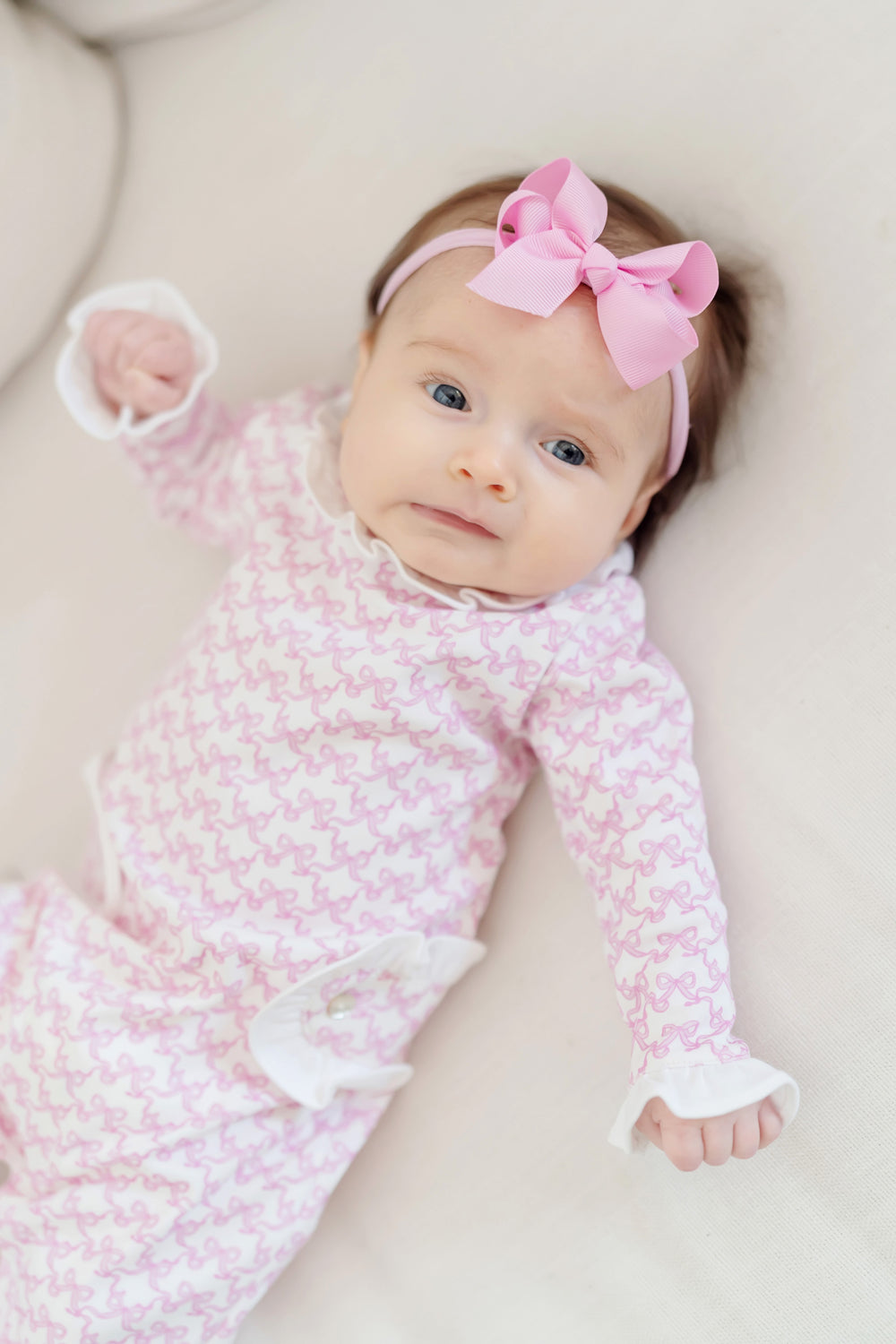 Lila & Hayes Lucy Romper, Pretty Pink Bows