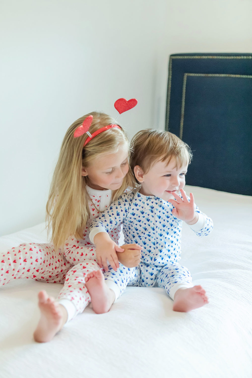 Lila & Hayes Parker Zipper Pajama, Heart to Heart Blue