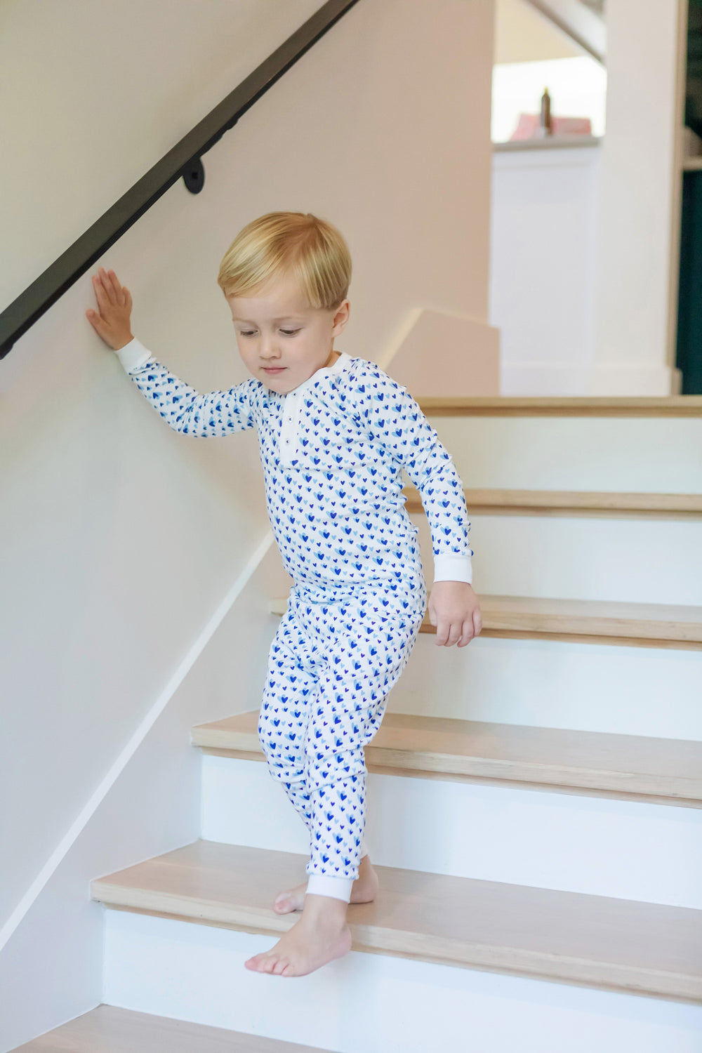 Lila & Hayes Jack Pajama Set, Heart to Heart Blue