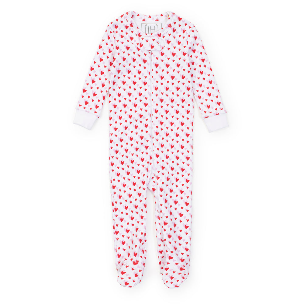 Lila & Hayes Parker Zipper Pajama, Heart to Heart Pink