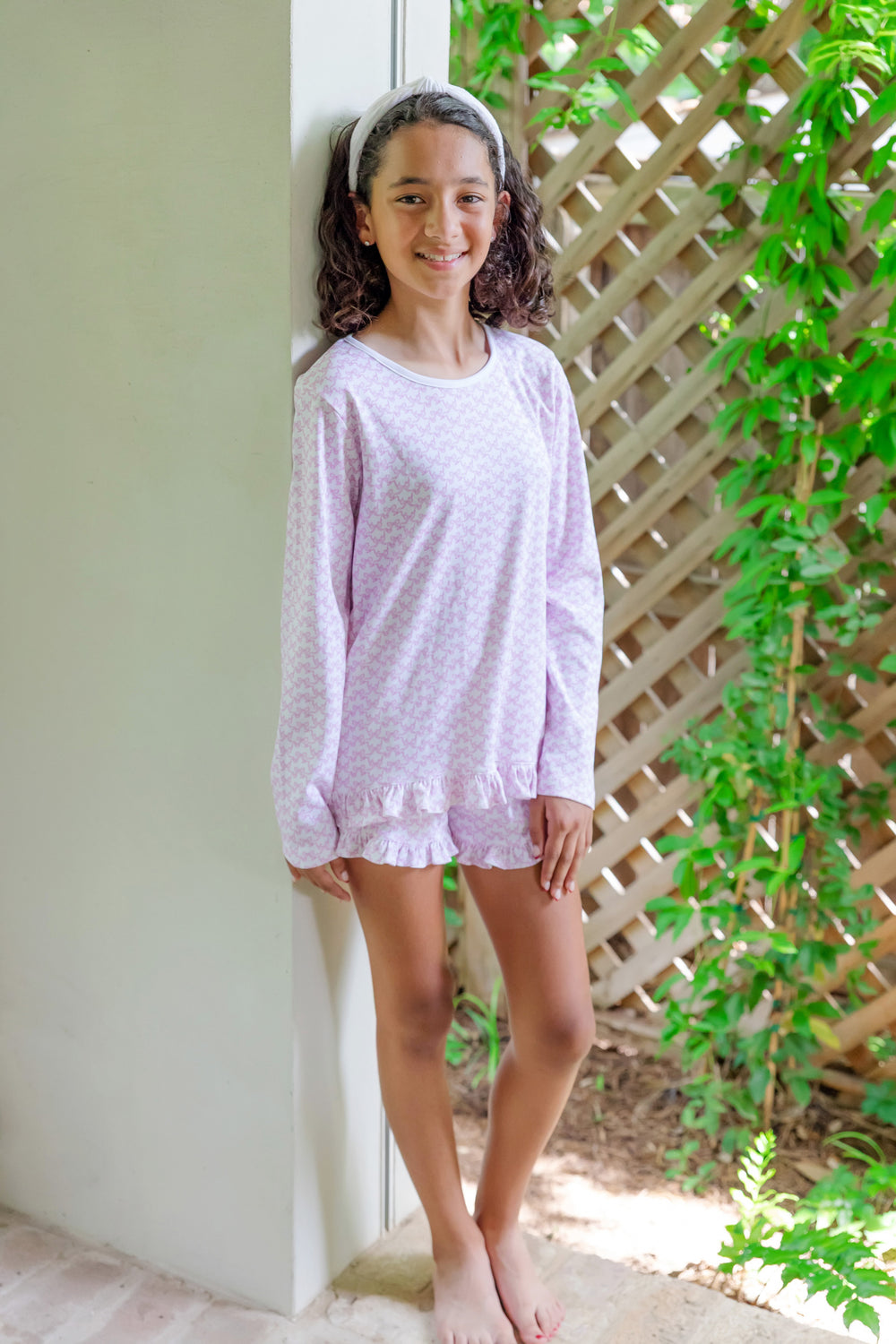 Lila & Hayes Rorie Short Set, Pretty Pink Bows