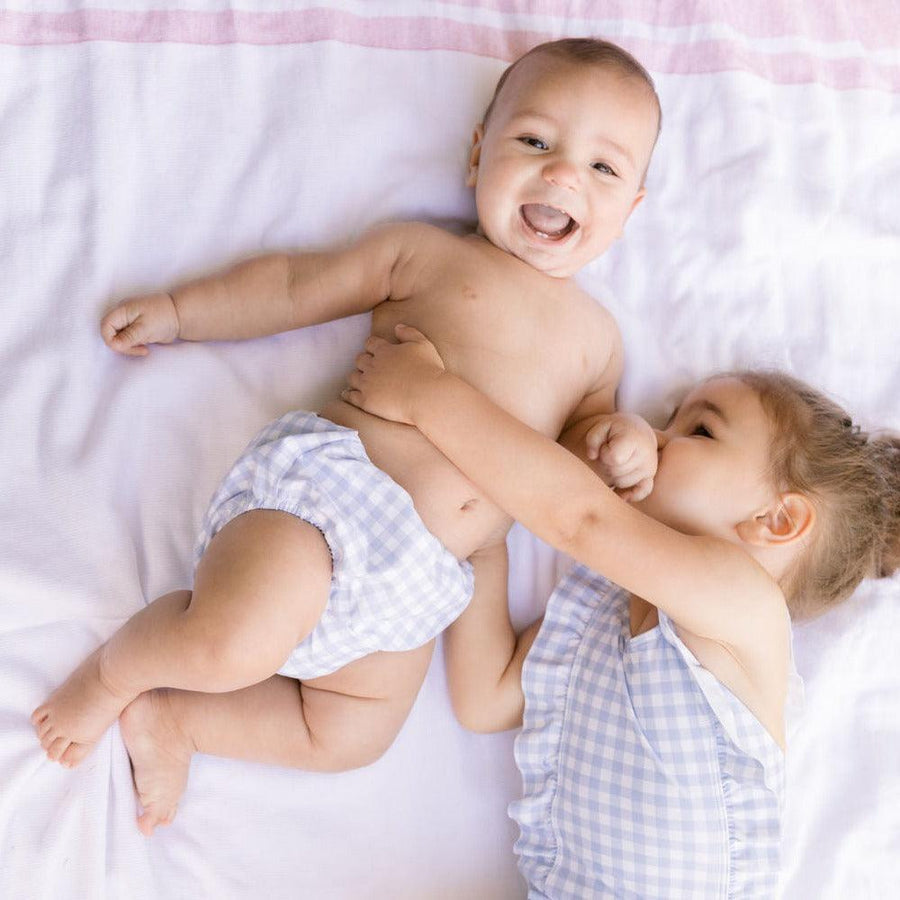 Minnow Oasis Blue Gingham Diaper Bloomer Cover