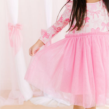 Sweet Wink Coquette Bow Long Sleeve Tutu Dress