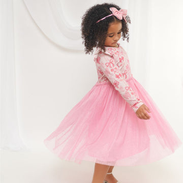 Sweet Wink Coquette Bow Long Sleeve Tutu Dress