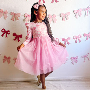Sweet Wink Coquette Bow Long Sleeve Tutu Dress