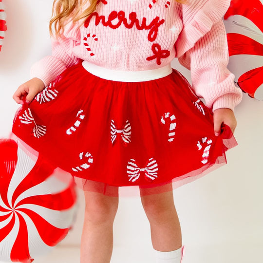 Sweet Wink - Candy Cane Coquette Sequin Christmas Tutu Red / 4-6Y Sweet Wink - Candy Cane Coquette Sequin Christmas Tutu Red / 4-6Y