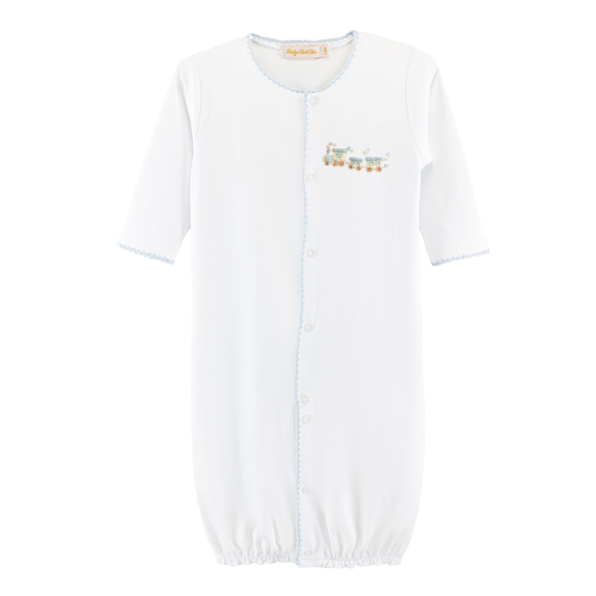 Baby Club Chic Little Train Converter Gown with Crochet Trim