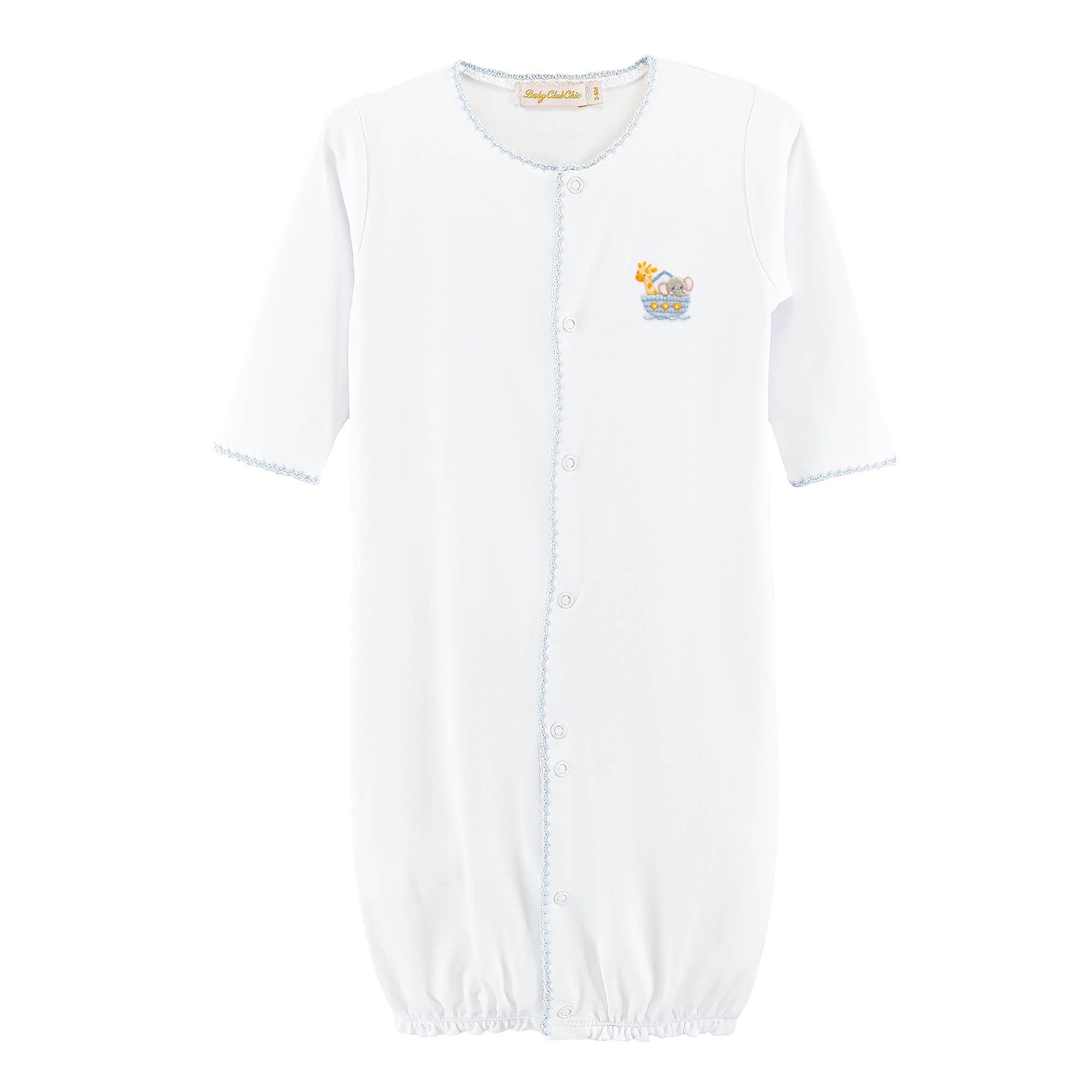 Baby Club Chic Blue Noah's Ark Converter Gown with Crochet Trim