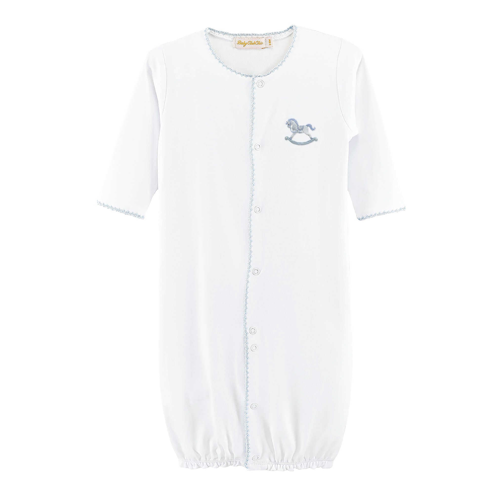 Baby Club Chic Tiny Rocking Horse Embroidered Converter Gown