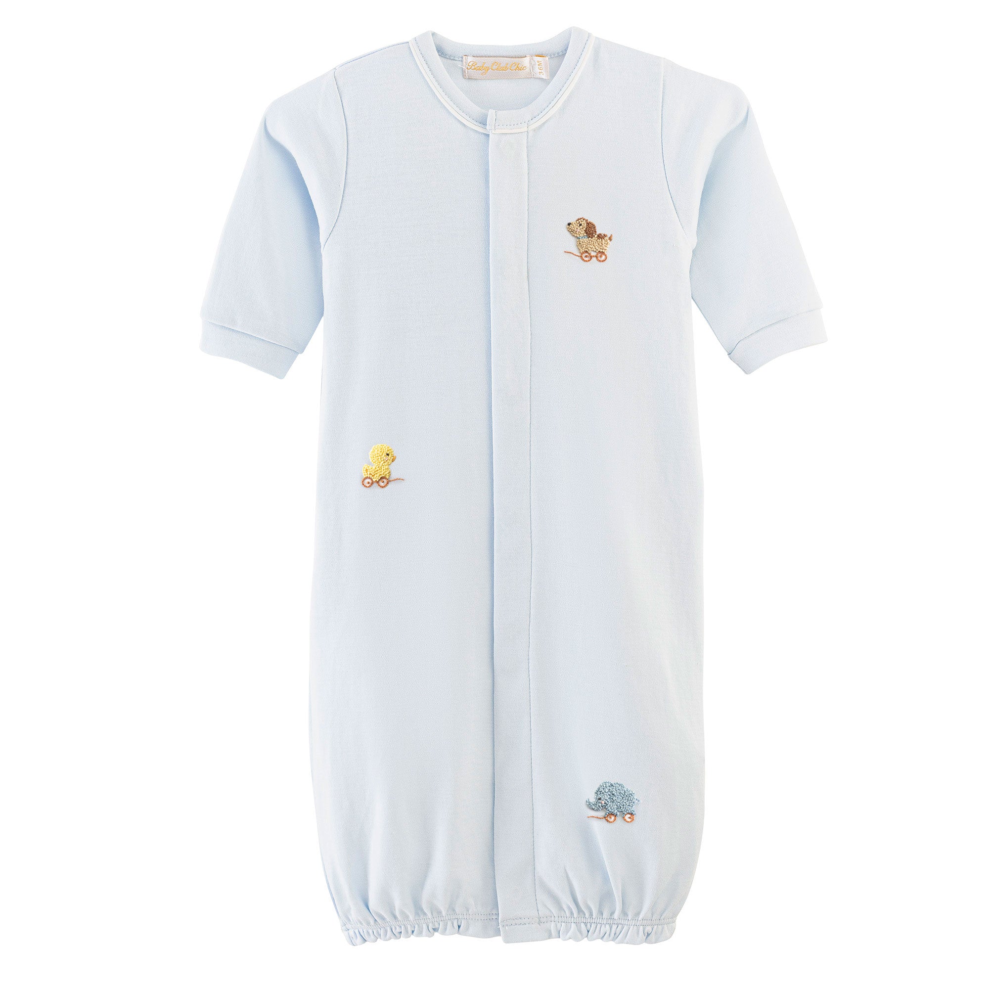 Baby Club Chic Tiny Baby Toys Blue Embroidered Converter Gown