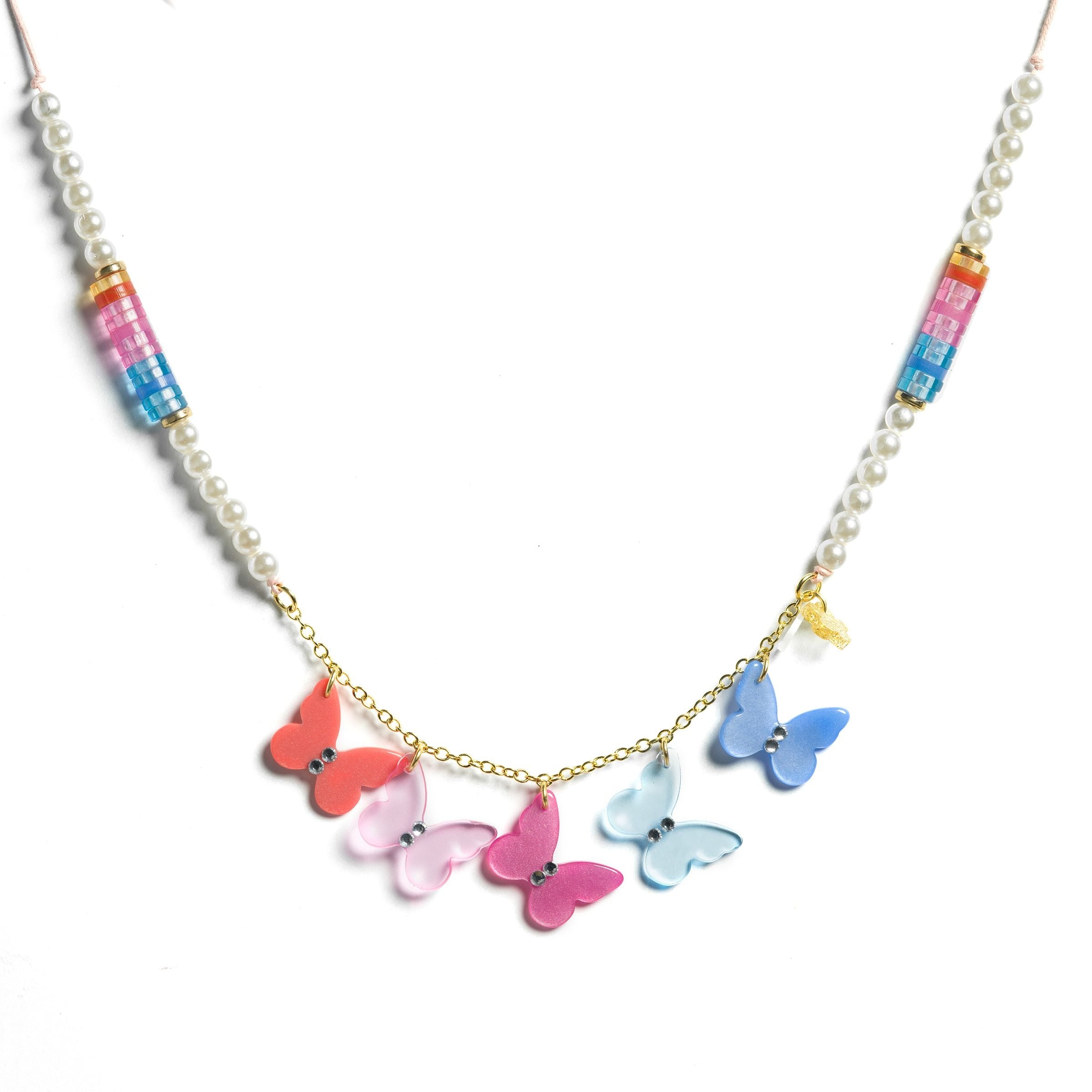 Lilies & Roses Butterflies Spring Colors Necklace