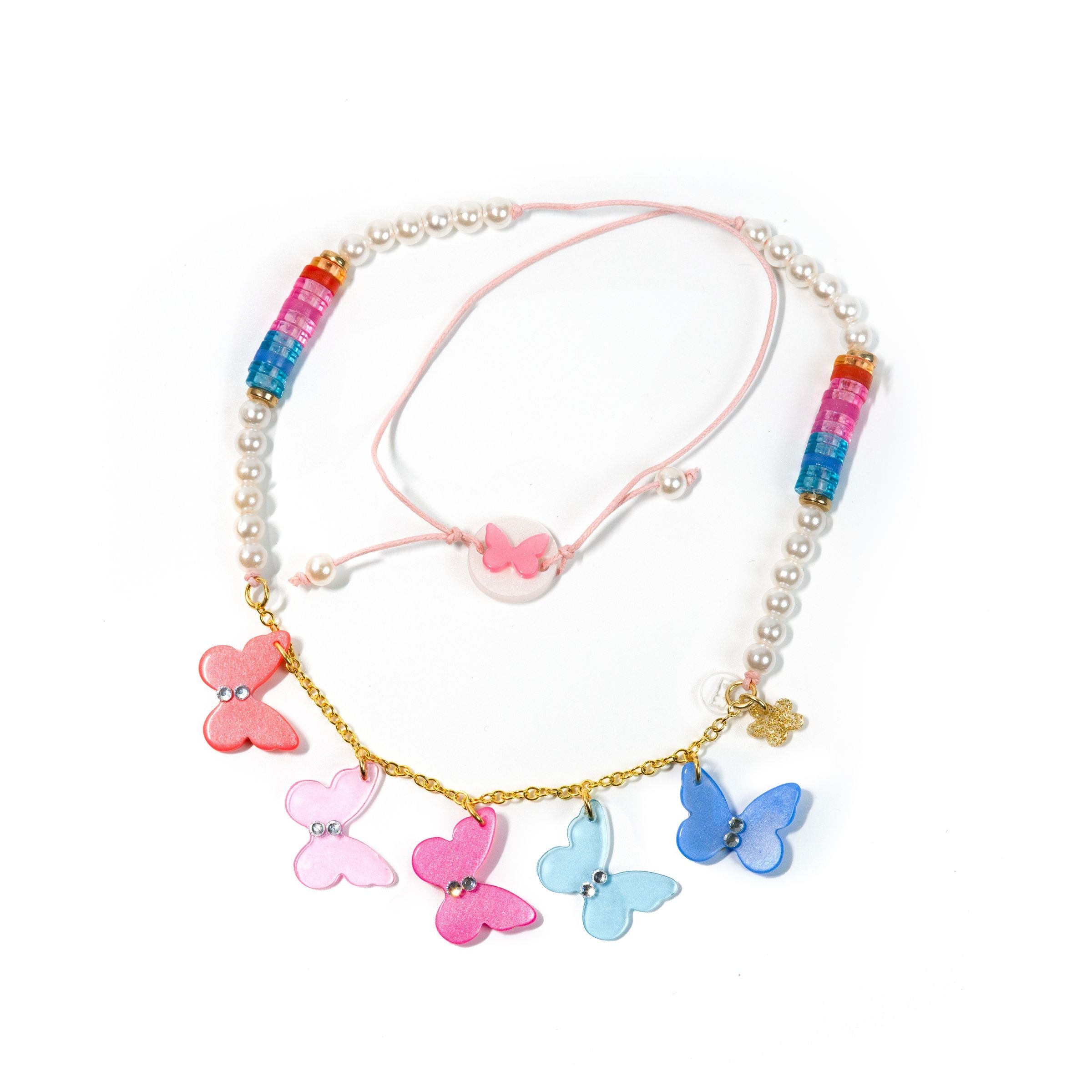 Lilies & Roses Butterflies Spring Colors Necklace