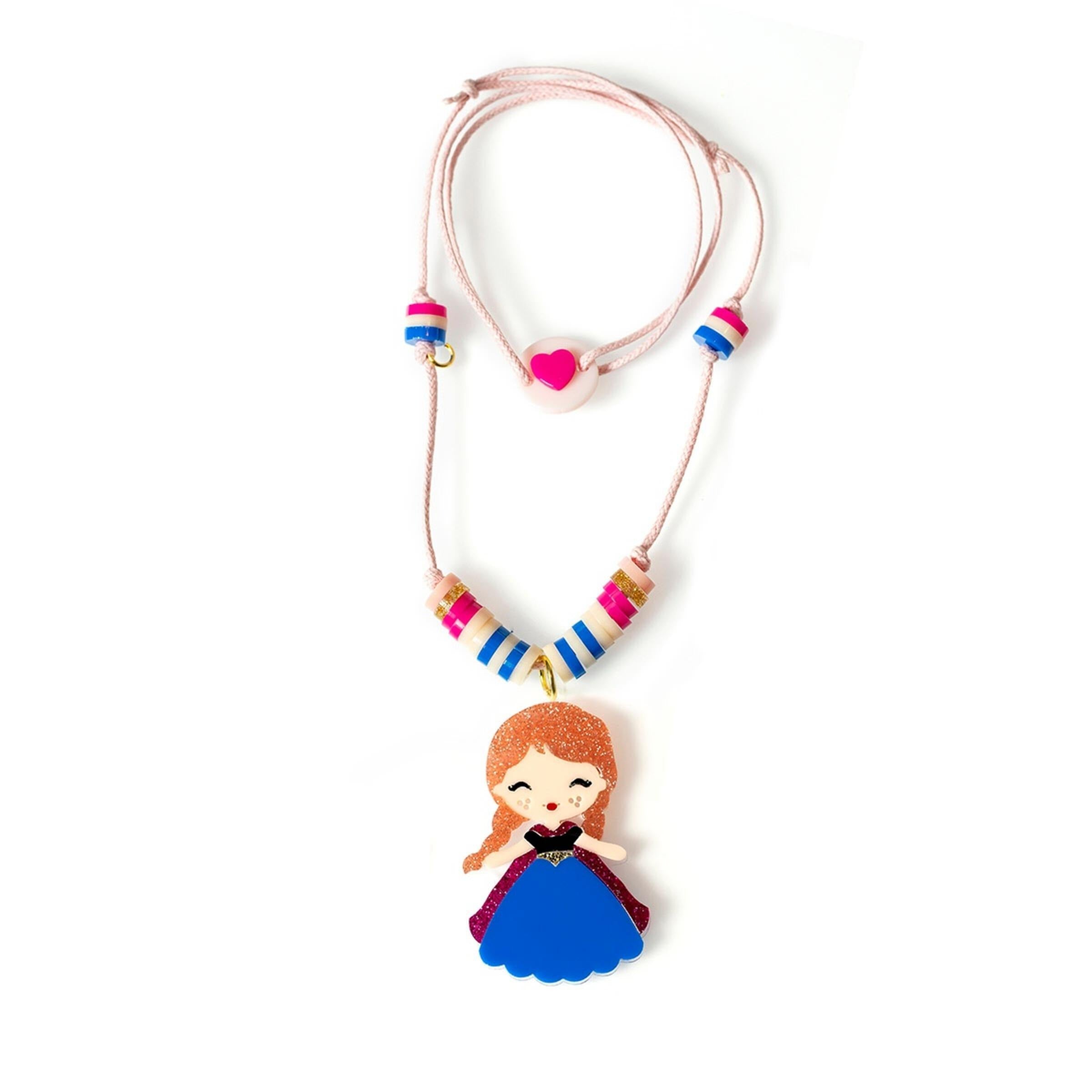 Lilies & Roses Cute Doll Dark Blue Dress Beads Necklace