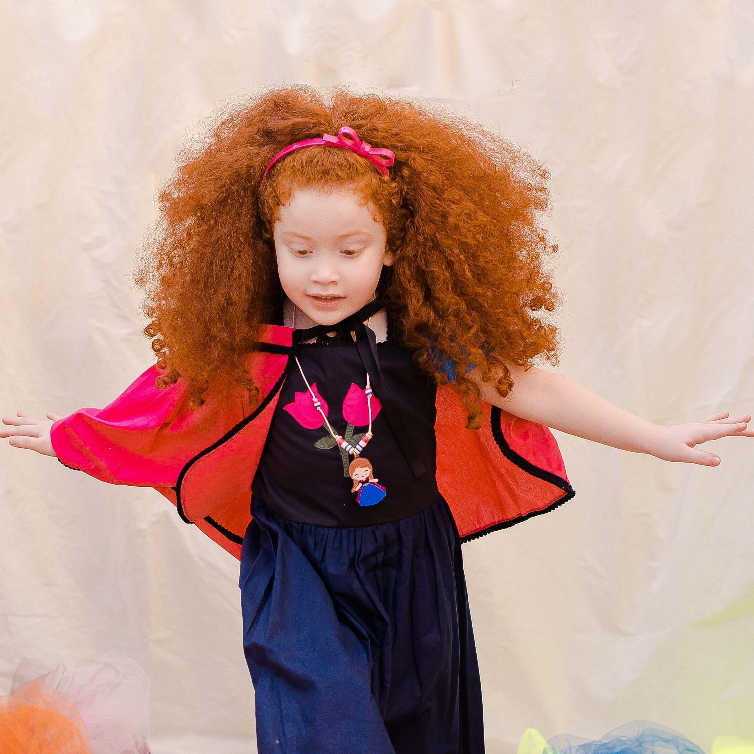 Lilies & Roses Cute Doll Dark Blue Dress Beads Necklace