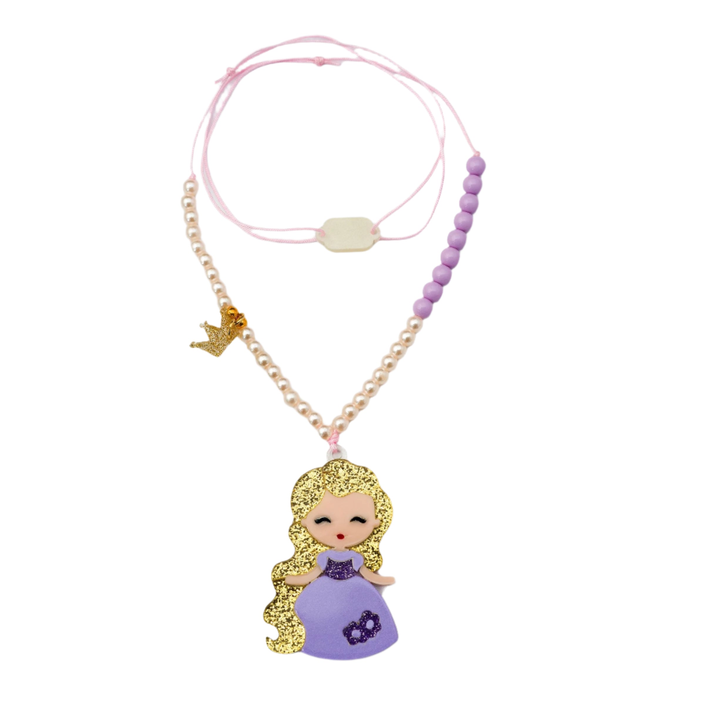 Lilies & Roses Cute Doll Purple Dress Beads Necklace